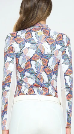DANCING EQUESTRIAN Spring Butterfly Long Sleeve Shirt- Long Sleeve Tops