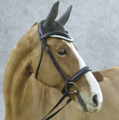 JPC EQUESTRIAN Equine Couture™ Fly Bonnet with Piping and Crystals- Ear Bonnets|Ear Bonnets