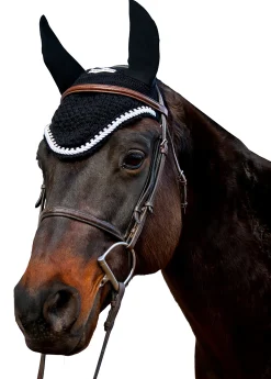 JPC EQUESTRIAN Equine Couture™ Fly Bonnet with Piping and Crystals- Ear Bonnets|Ear Bonnets