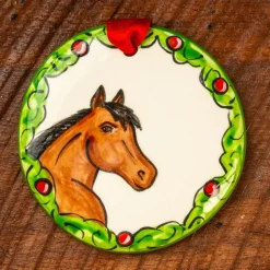 THE NOLA WATKINS COL Hand-Painted Horse Wreath Ornament- Gifts|Home Décor
