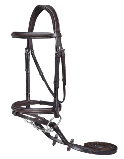 JPC EQUESTRIAN Henri de Rivel Pro Plain Raised Bridle with Flash & Rubber Reins- English Bridles