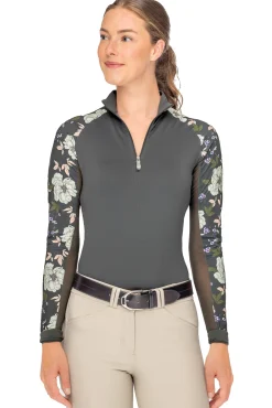 KASTEL DENMARK Ladies’ Sondra Quarter-Zip Long-Sleeve Raglan Shirt- Long Sleeve Tops