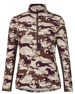 KERRITS ® Ladies’ Plush Printed Fleece Half-Zip Top- Sweaters & Winter Tops