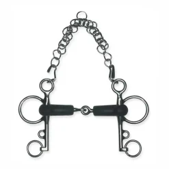 PARTRADE Metalab Solid Jointed Rubber Pelham Bit- English Horse Bits