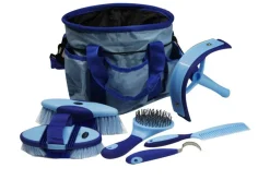 SHILOH STABLES TACK Showman® 6-Piece Soft Grip Grooming Kit with Nylon Bag- Bathing Tools|Brushes & Hoof Picks
