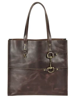 JPC EQUESTRIAN Snaffle Bit Leather Tote Bag- Bags & Totes