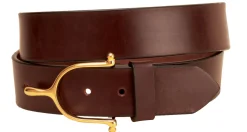 TORY LEATHER 1 1/2" Belt with Solid Brass Spur Buckle- Belts