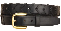 TORY LEATHER 1 1/4" Laced Belt with Brass Buckle- Belts
