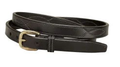 TORY LEATHER 3/4" Belt with Stitched Patterns & Brass Buckle- Belts