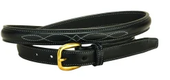 TORY LEATHER 3/4" Fancy-Stitched Belt with Brass Buckle- Belts