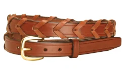 TORY LEATHER ¾" Laced Belt with Brass Buckle- Belts