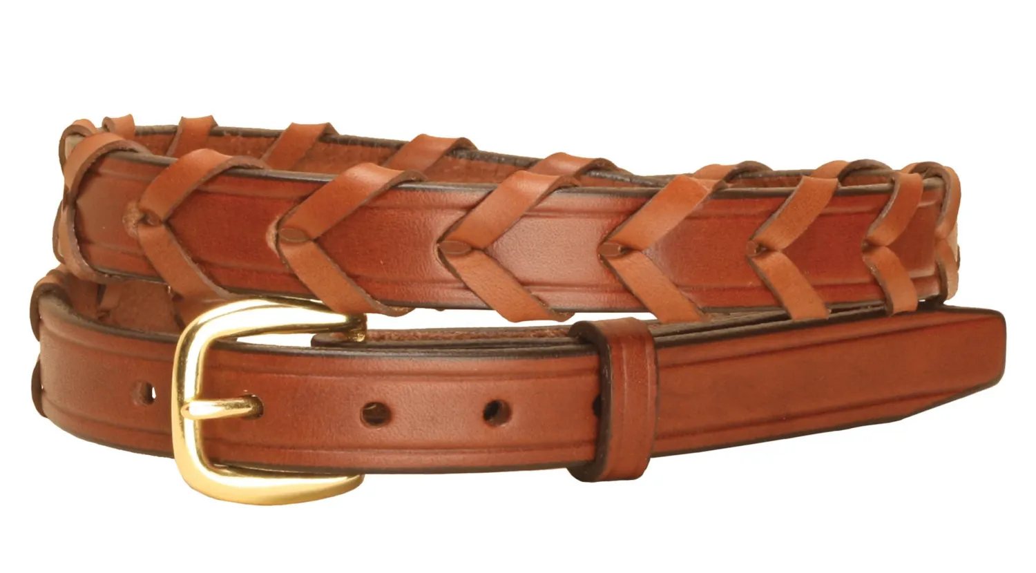 TORY LEATHER ¾" Laced Belt with Brass Buckle- Belts