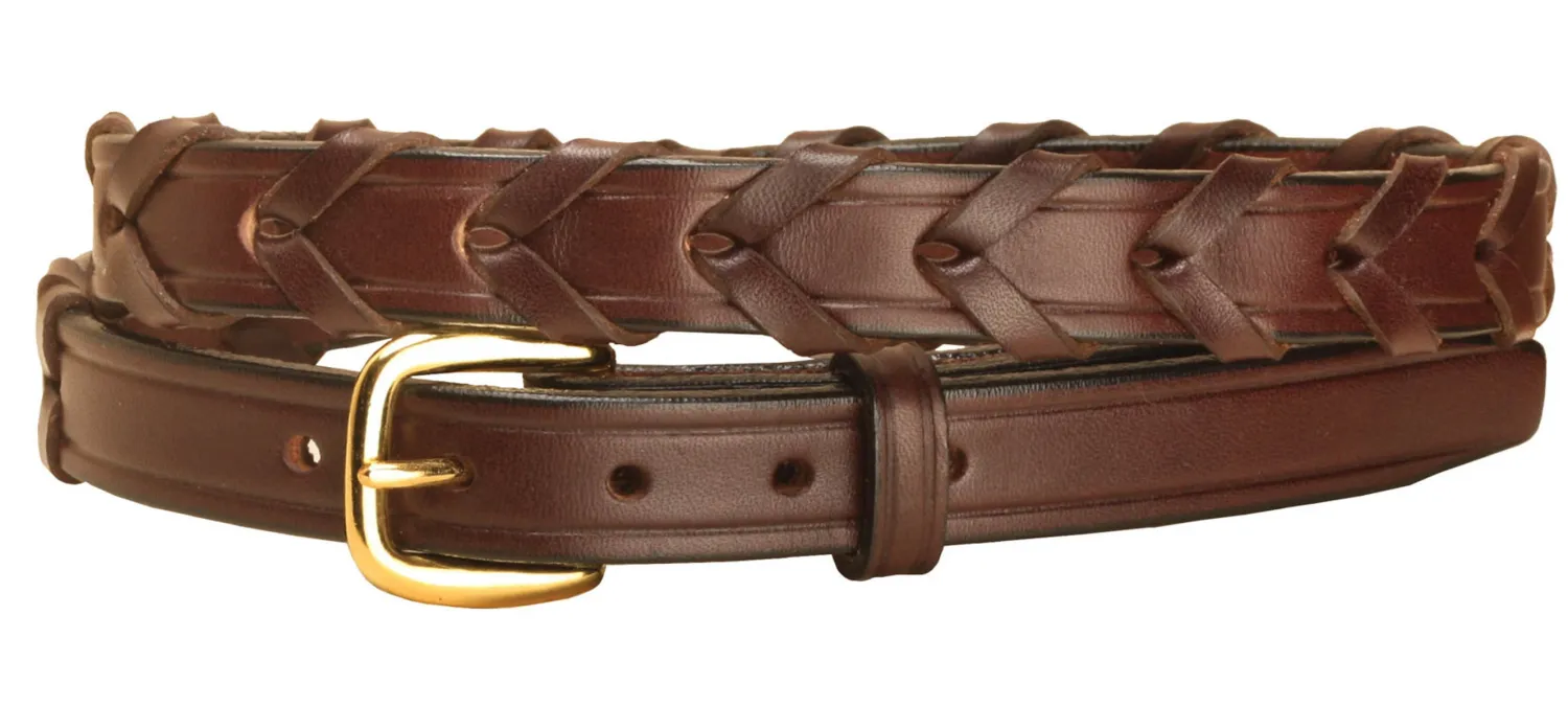 TORY LEATHER ¾" Laced Belt with Brass Buckle- Belts