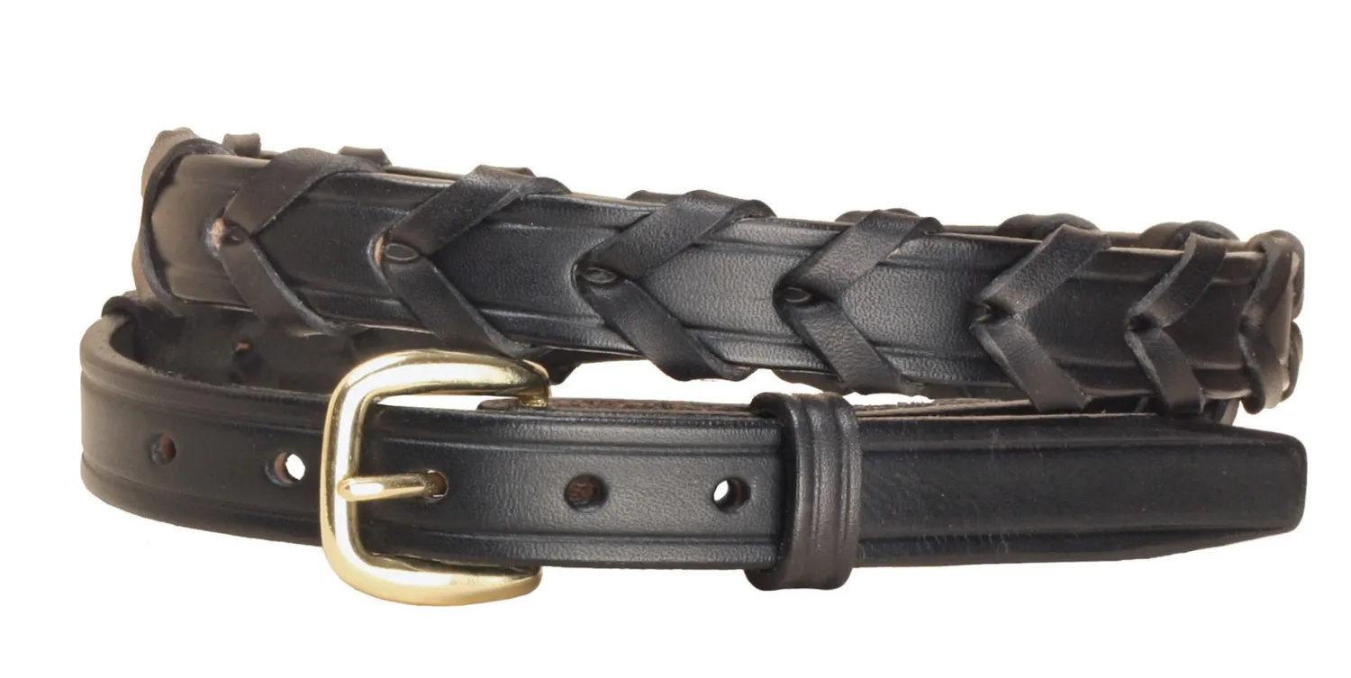 TORY LEATHER ¾" Laced Belt with Brass Buckle- Belts