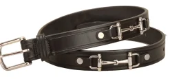 TORY LEATHER 1" Snaffle Bit Belt with Nickel Snaffle Bits & Buckle- Belts