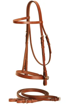 TORY LEATHER Company 1/2" Flat English Bridle with Flat Reins- English Bridles