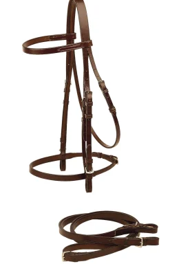 TORY LEATHER Company 1/2" Flat English Bridle with Flat Reins- English Bridles