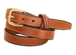 TORY LEATHER Crossed Keeper Belt with Brass Buckle- Belts