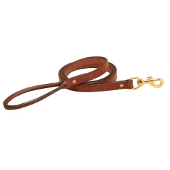TORY LEATHER Flat Creased Leather Dog Leash with Rolled Leather Handle- Collars & Leashes