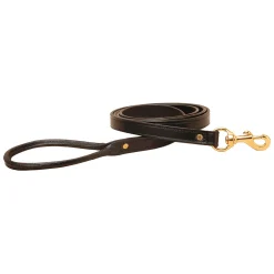TORY LEATHER Flat Creased Leather Dog Leash with Rolled Leather Handle- Collars & Leashes