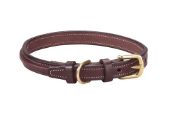 TORY LEATHER Narrow Square-Raised Dog Collar with Nameplate Space- Collars & Leashes