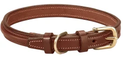 TORY LEATHER Narrow Square-Raised Dog Collar with Nameplate Space- Collars & Leashes