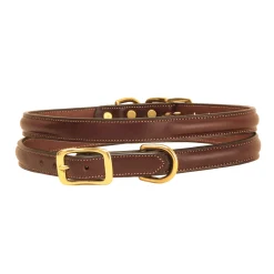 TORY LEATHER Round-Raised Dog Collar with Nameplate Space- Collars & Leashes