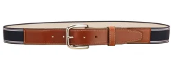 TORY LEATHER Striped Elastic and Leather Belt- Belts